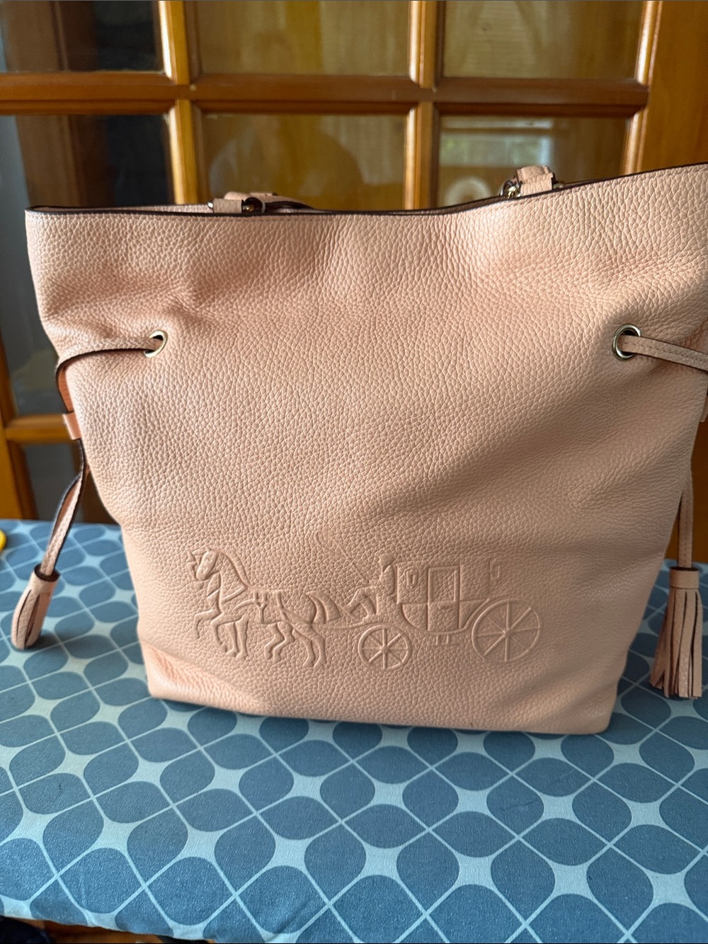 Coach Embossed Carriage Pebbled Leather Tote - Blush Pink